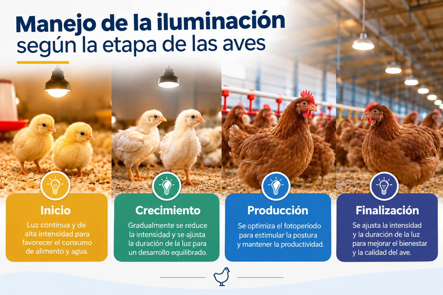 Manejo de la iluminación según la etapa de las aves
